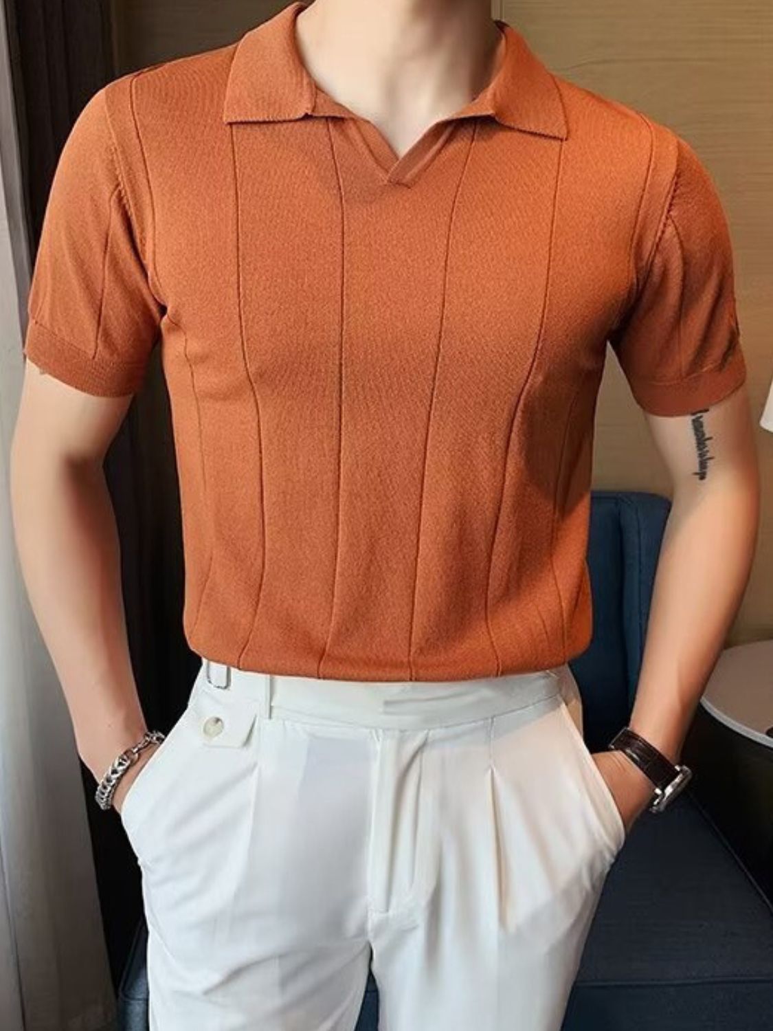 Men's Plus Size Collared Neck Short Sleeve Polo - Clothes For Her Online Store