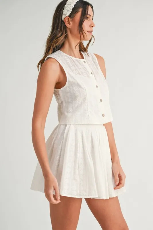 MABLE Eyelet Lace Top and Mini Skirt Set - Clothes For Her Online Store