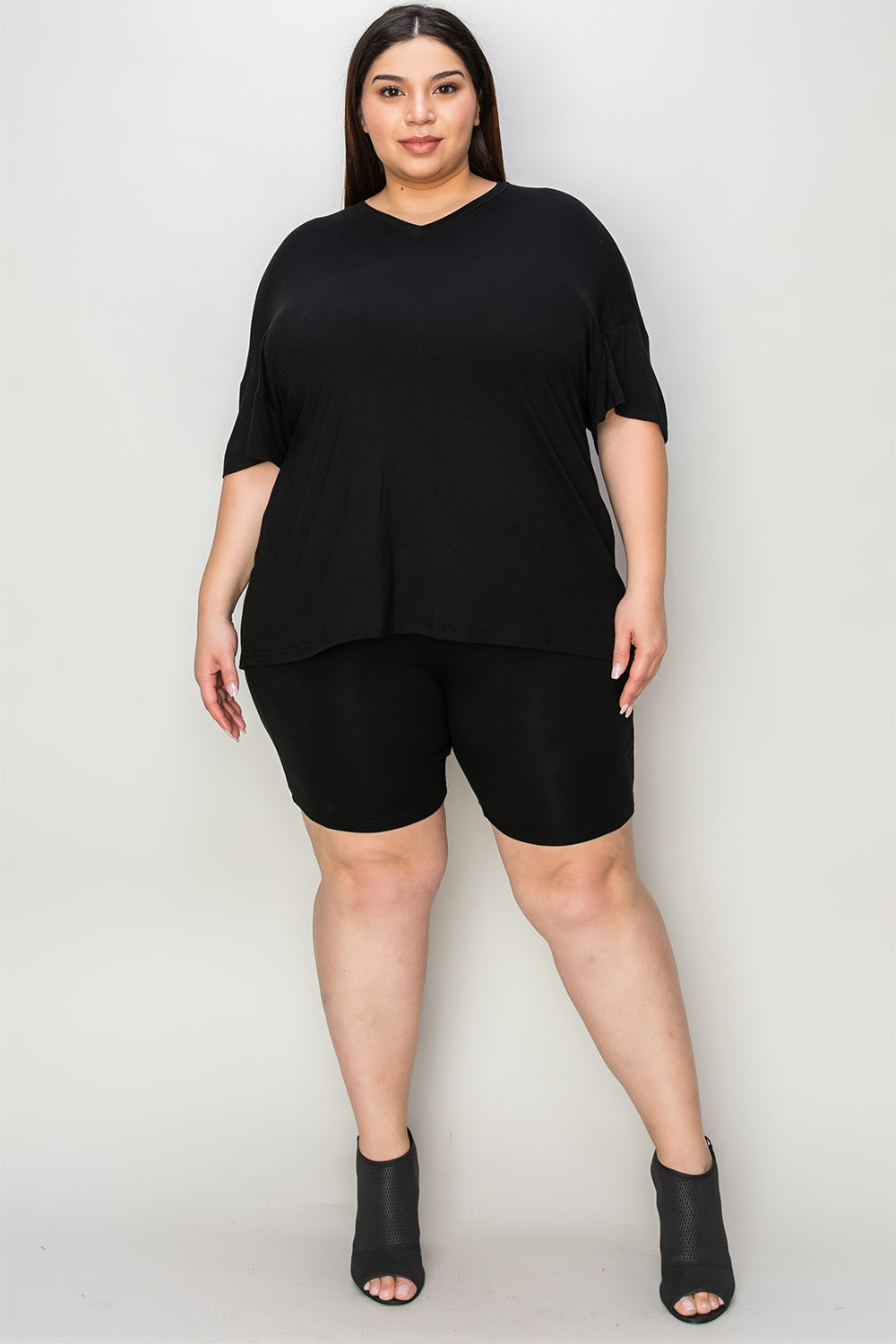 Basic Bae Bamboo Full Size V-Neck Drop Shoulder T-Shirt and Shorts Set - Clothes For Her Online Store