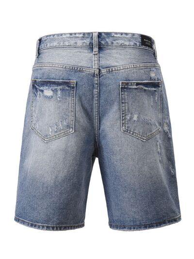 Men's Distressed Denim Bermuda Shorts