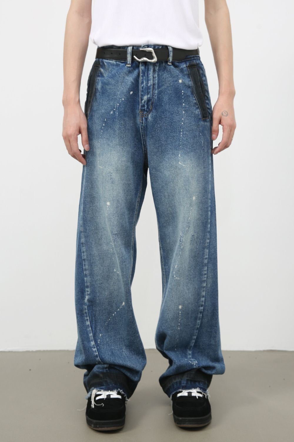 Men's Raw Hem Baggy Jeans - Clothes For Her Online Store