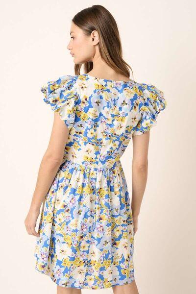 Mittoshop Floral V-Neck Cap Sleeve Mini Dress - Clothes For Her Online Store