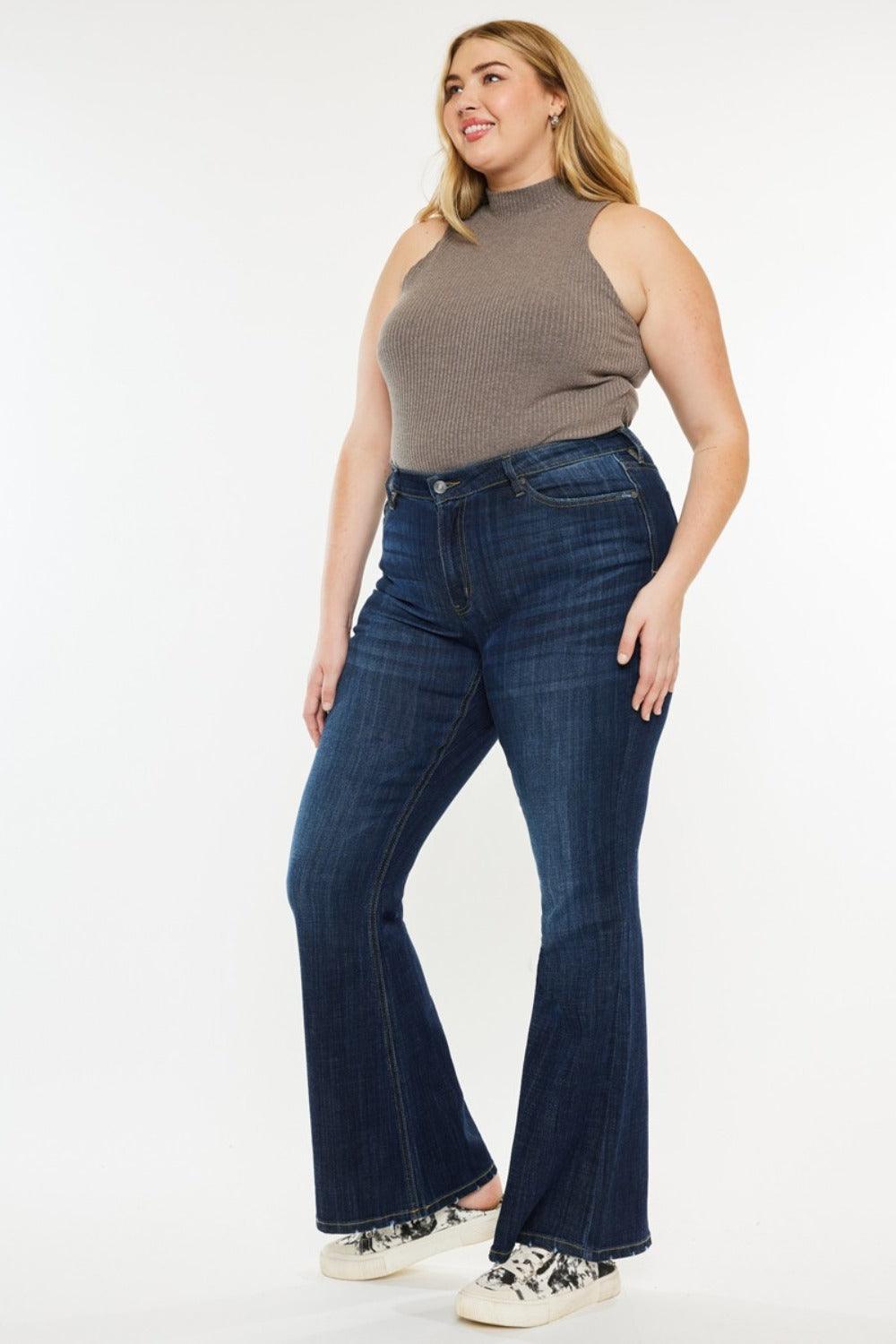 Kancan Full Size Mid Rise Flare Jeans - Clothes For Her Online Store