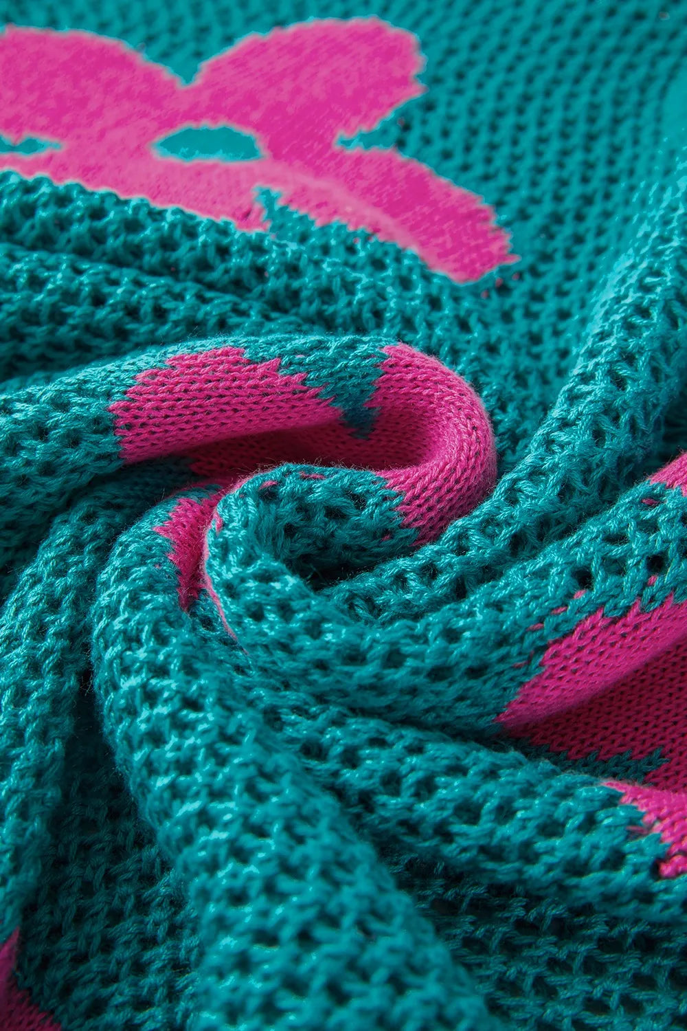 Openwork Round Neck Floral Knit Cover Up