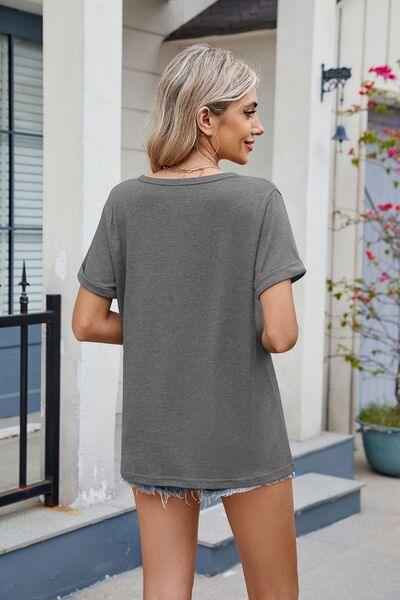 Florira Notched Short Sleeve T-Shirt