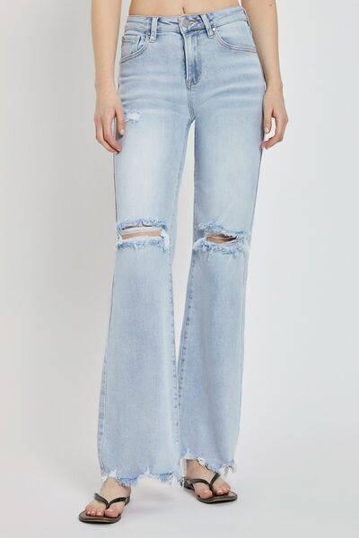 RISEN Full Size High Rise Distressed Wide Leg Jeans - Clothes For Her Online Store