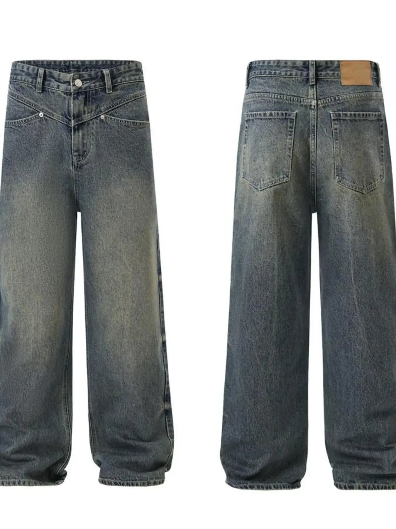 Men's Full Size Vintage Wash Wide Leg Jeans Plus Size