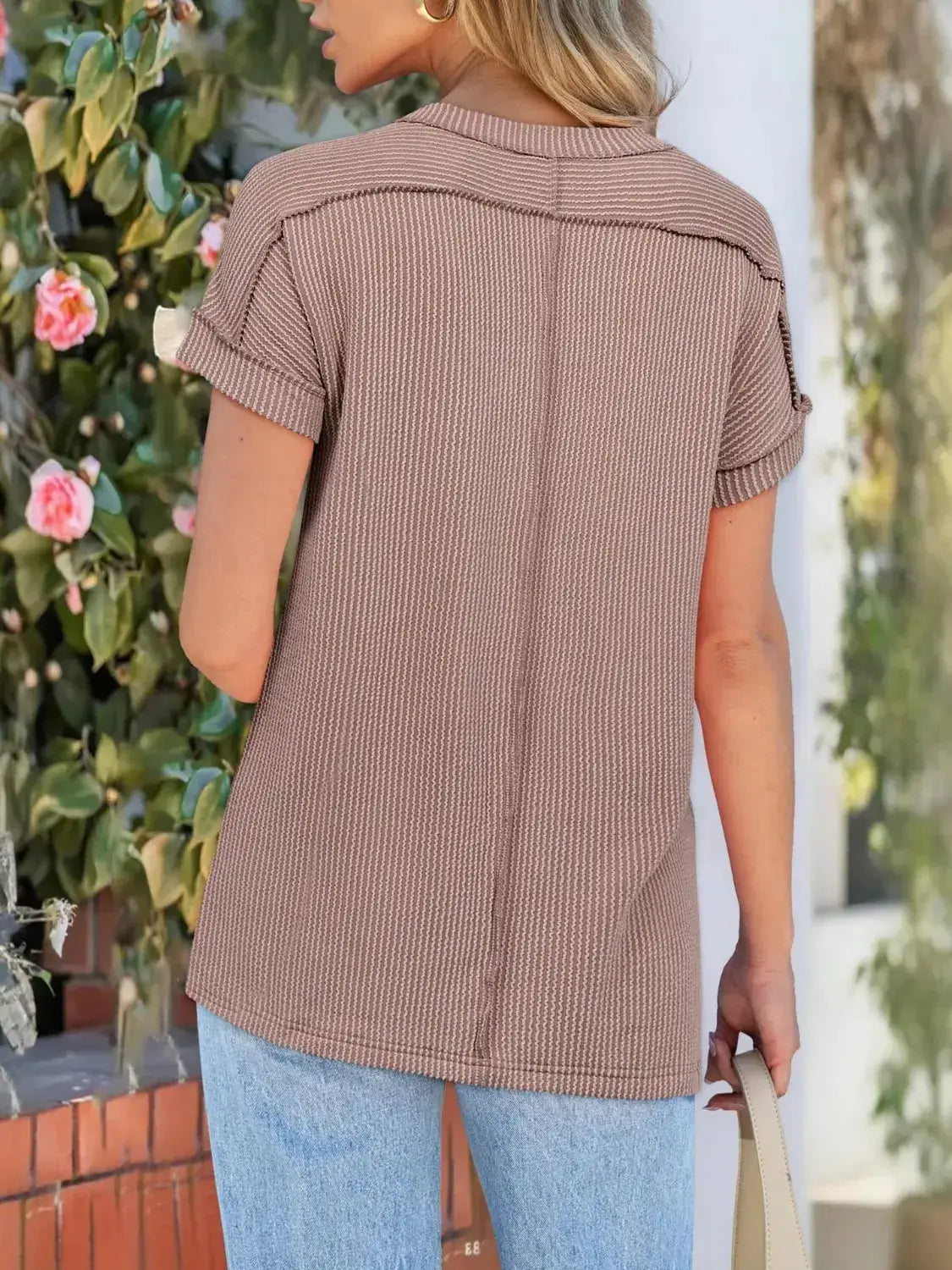 Round Neck Short Sleeve T-Shirt - Clothes For Her Online Store