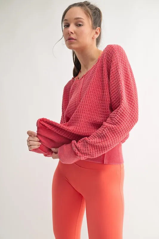 MONO B Chunky Waffle Boat Neck Sweater