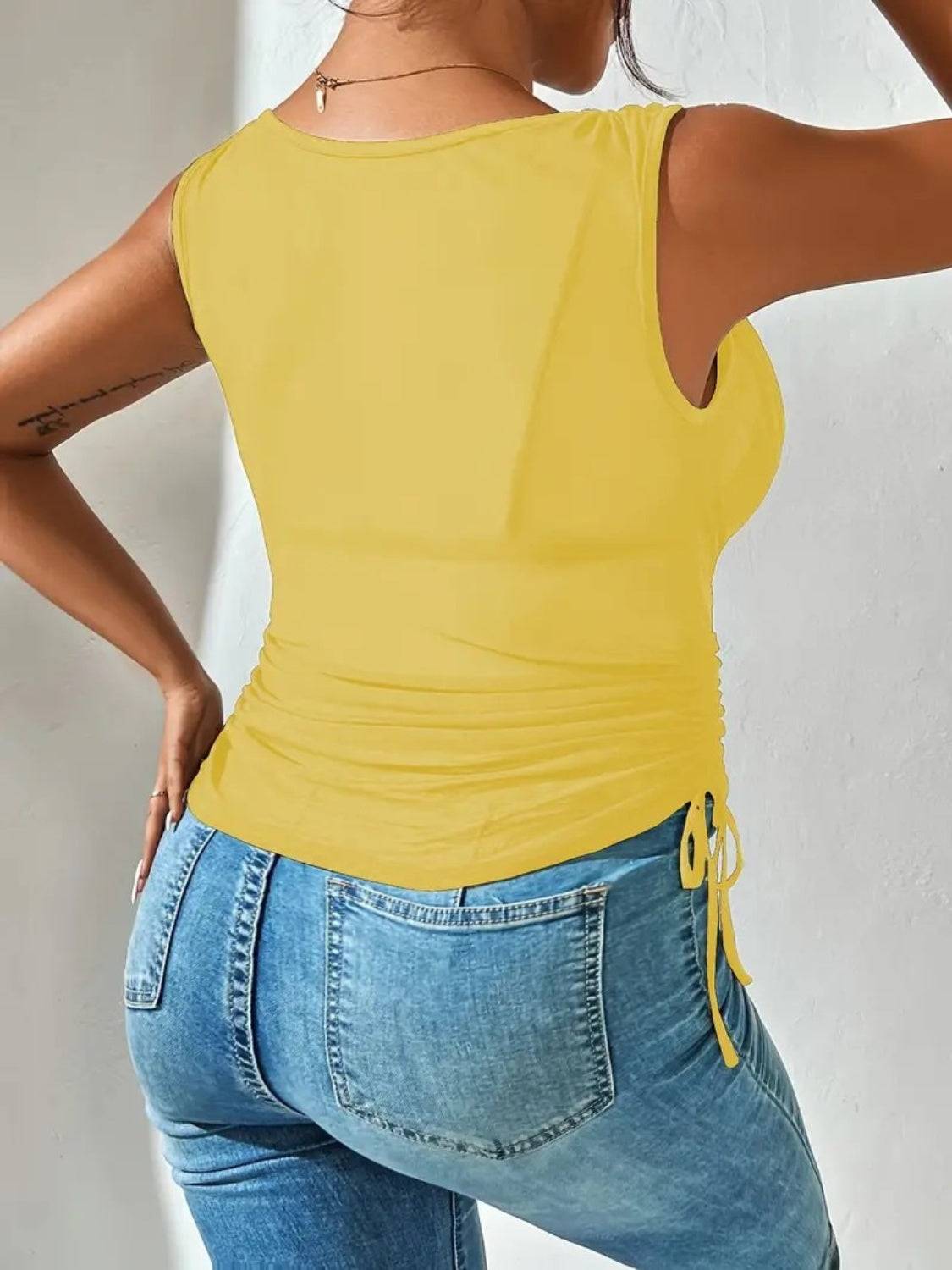 Side Drawstring Ruched Tank - Clothes For Her Online Store