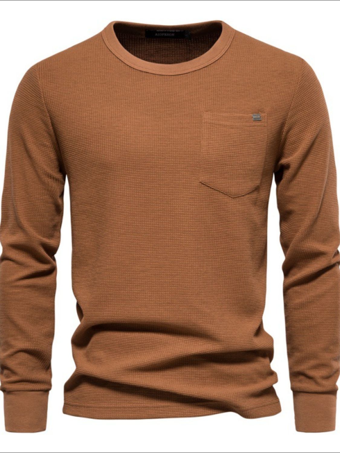 Men's Waffle-Knit Round Neck T-Shirt - Clothes For Her Online Store