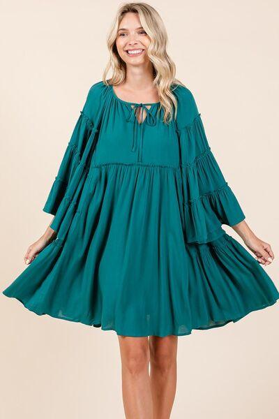 Mittoshop Frill Tie Neck Bell Sleeve Dress - Clothes For Her Online Store