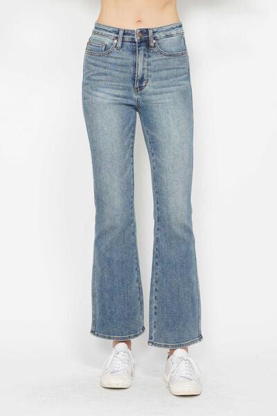 Judy Blue Full Size Tummy Control Back Embroidered Pocketed Bootcut Jeans Plus Size - Clothes For Her Online Store