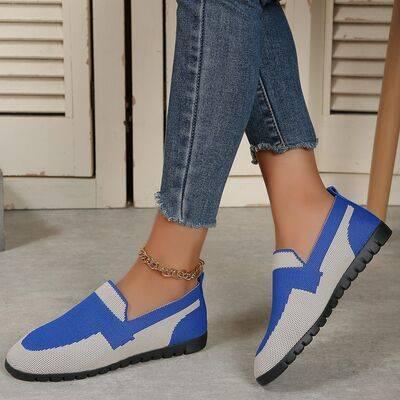 Contrast Mesh Round Toe Flat Slip-Ons - Clothes For Her Online Store