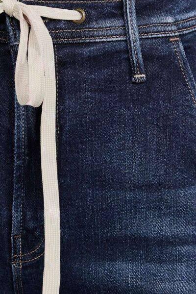 Contrast Drawstring Wide Leg Jeans