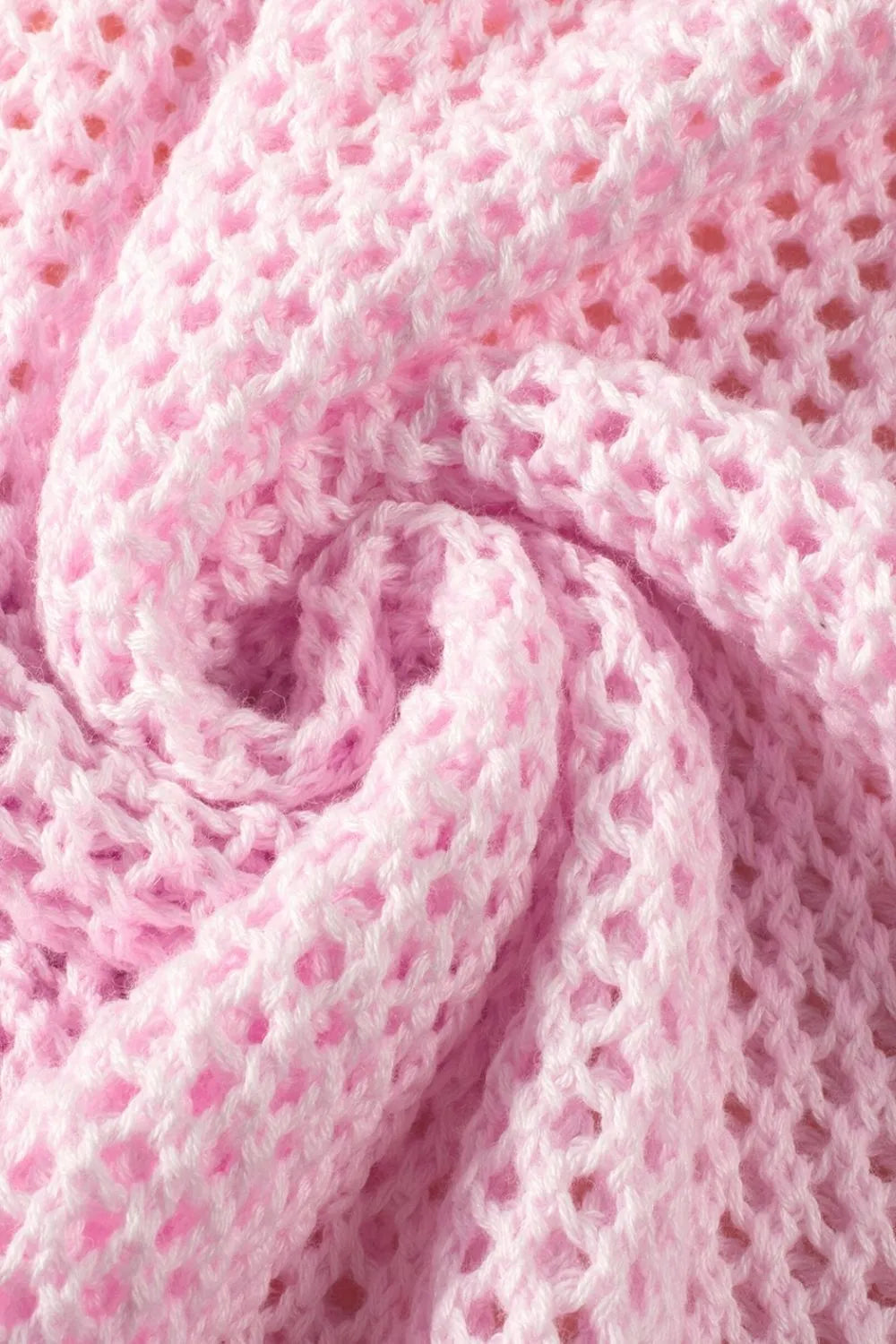 Openwork Round Neck Floral Knit Cover Up