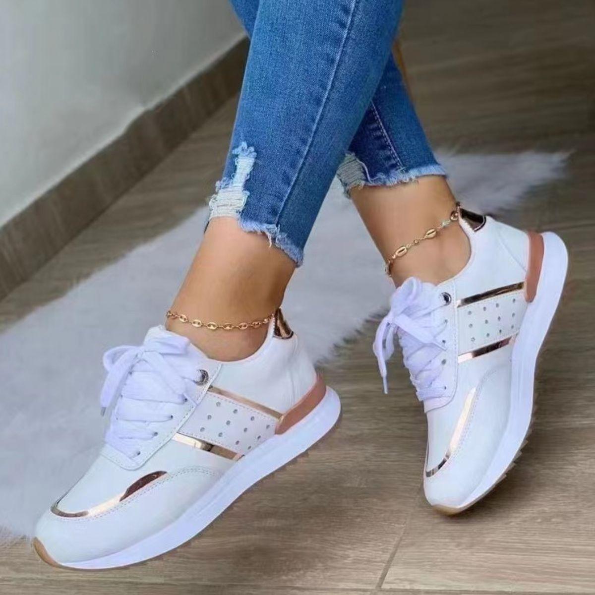 Round Toe Lace Up Platform Sneakers