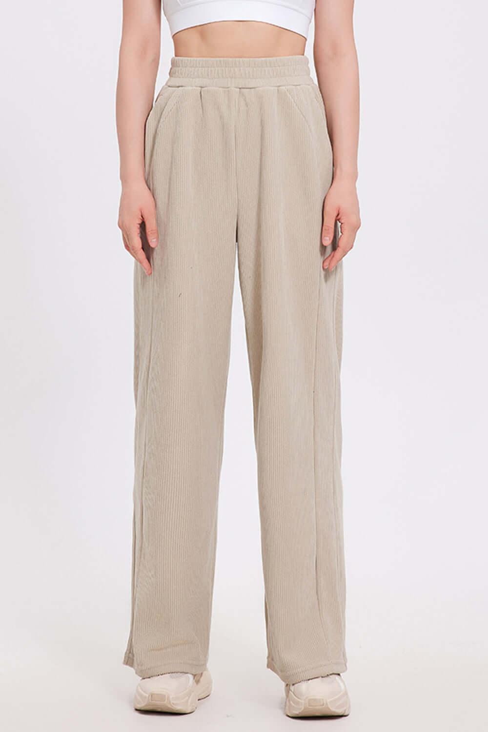 Basic Bae Elastic Waist Wide Leg Pants