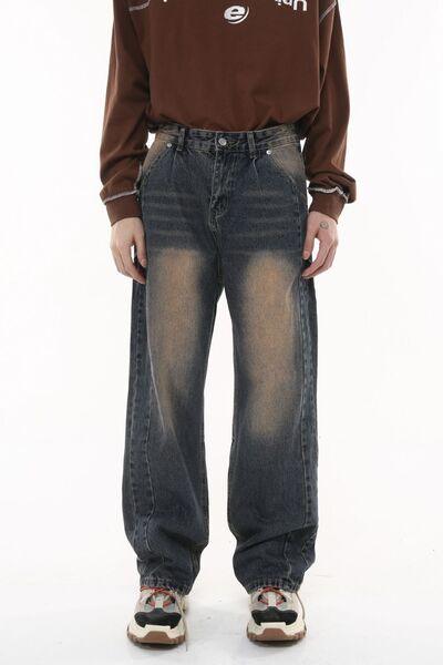 Wide Leg Men's Jeans with Pockets