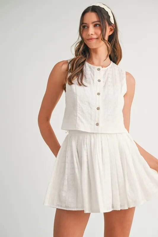 MABLE Eyelet Lace Top and Mini Skirt Set - Clothes For Her Online Store