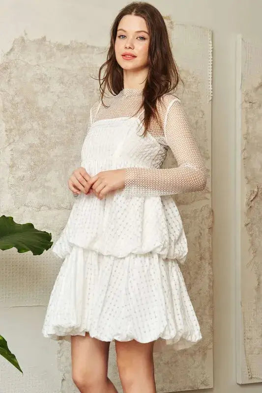 Davi & Dani Checker Print Side Pockets Textured Mini Dress - Clothes For Her Online Store