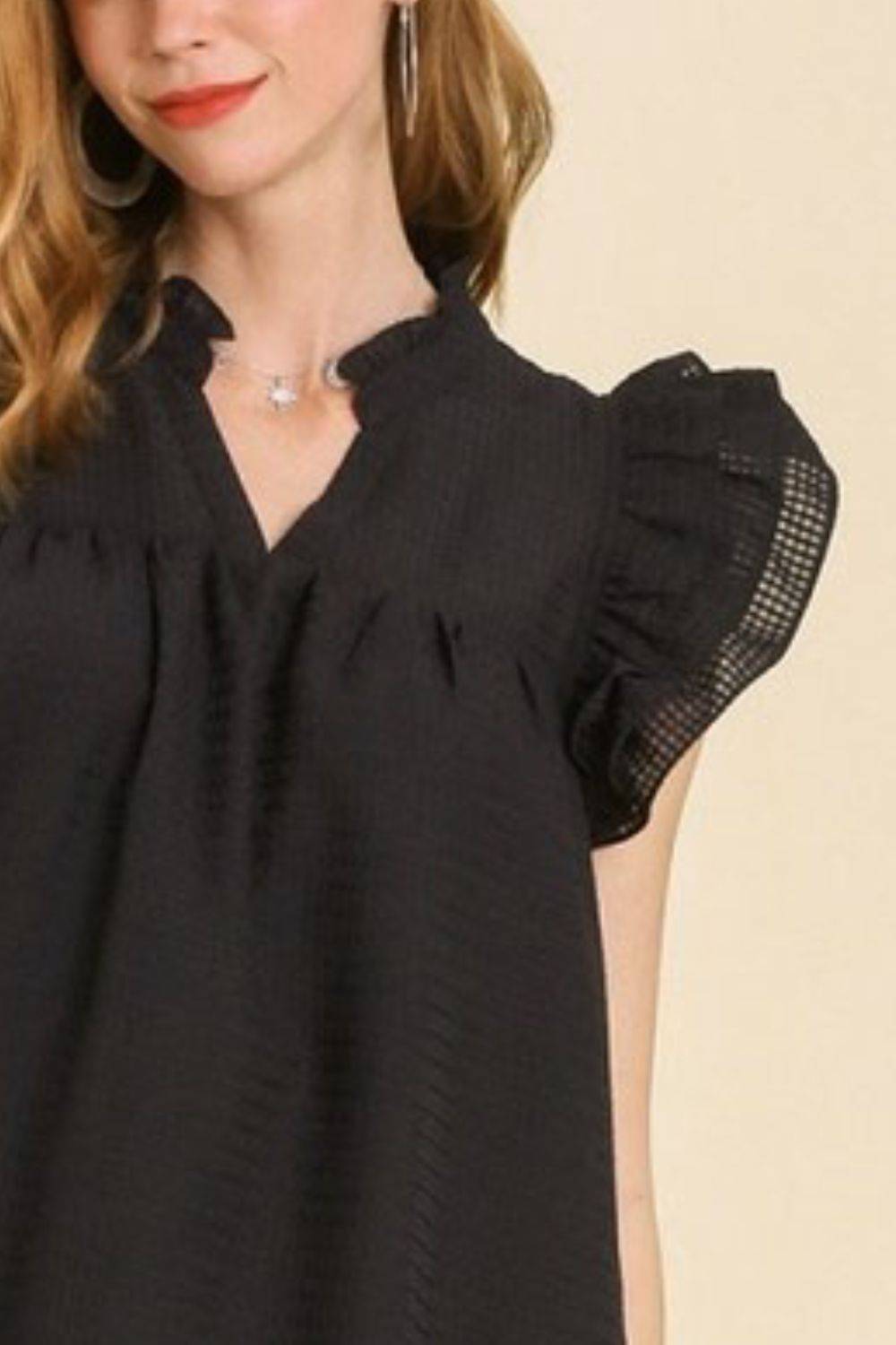 Umgee Full Size Layered Ruffle Sleeve Mini Dress Plus Size - Clothes For Her Online Store