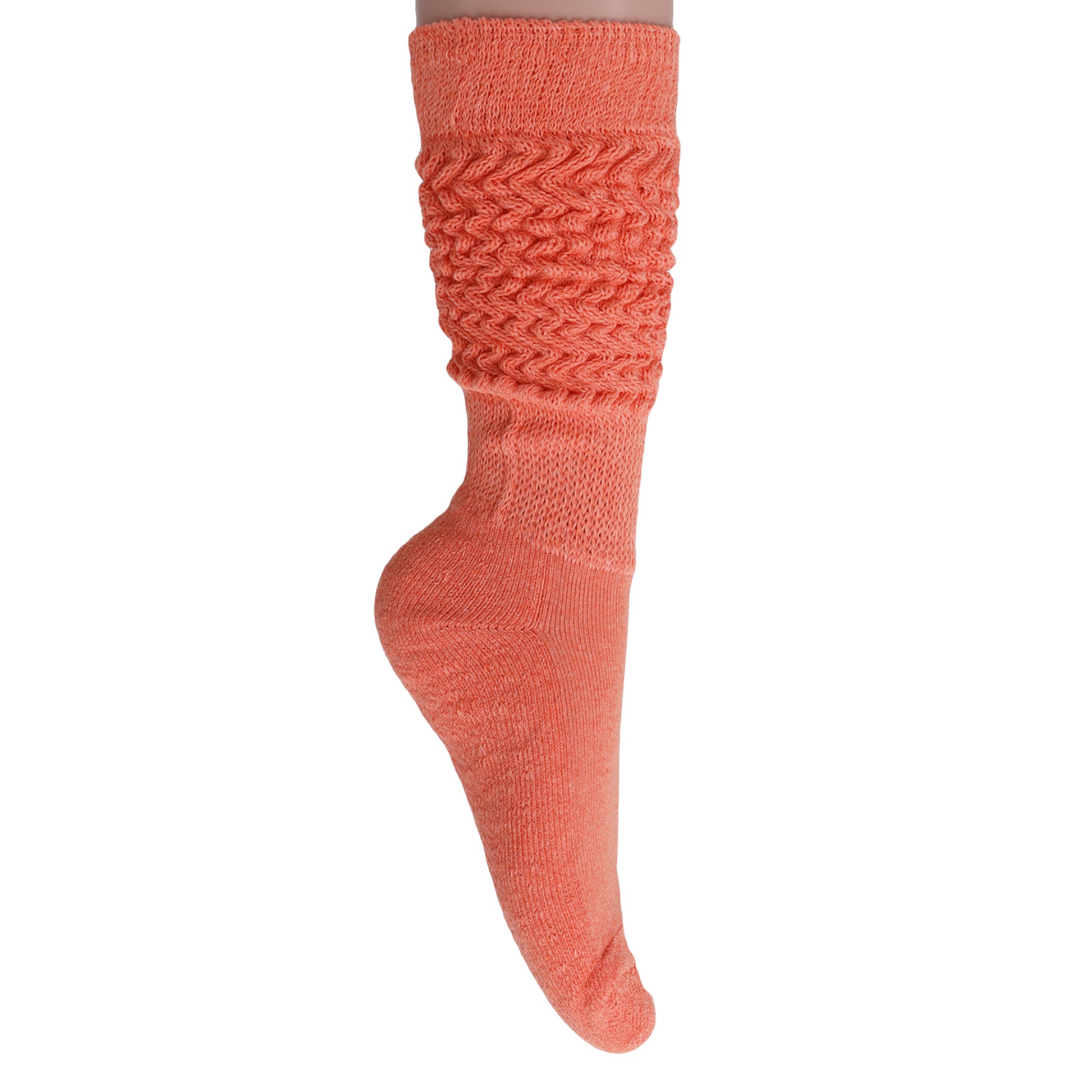 Light Orange Slouch Socks for Women Cotton Knee High Shoe Size 5 to 10