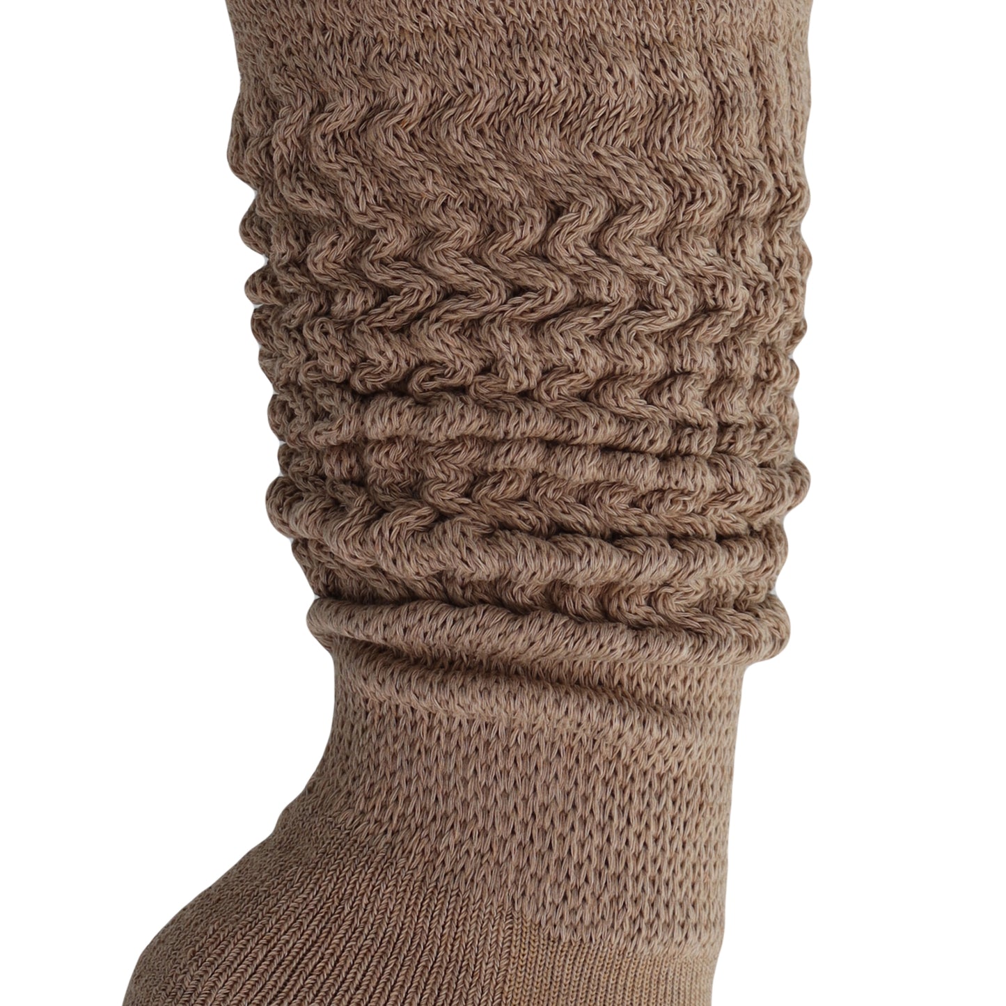 Beige Slouchy Scrunch Socks for Women Heavy Slouch Knee High Socks