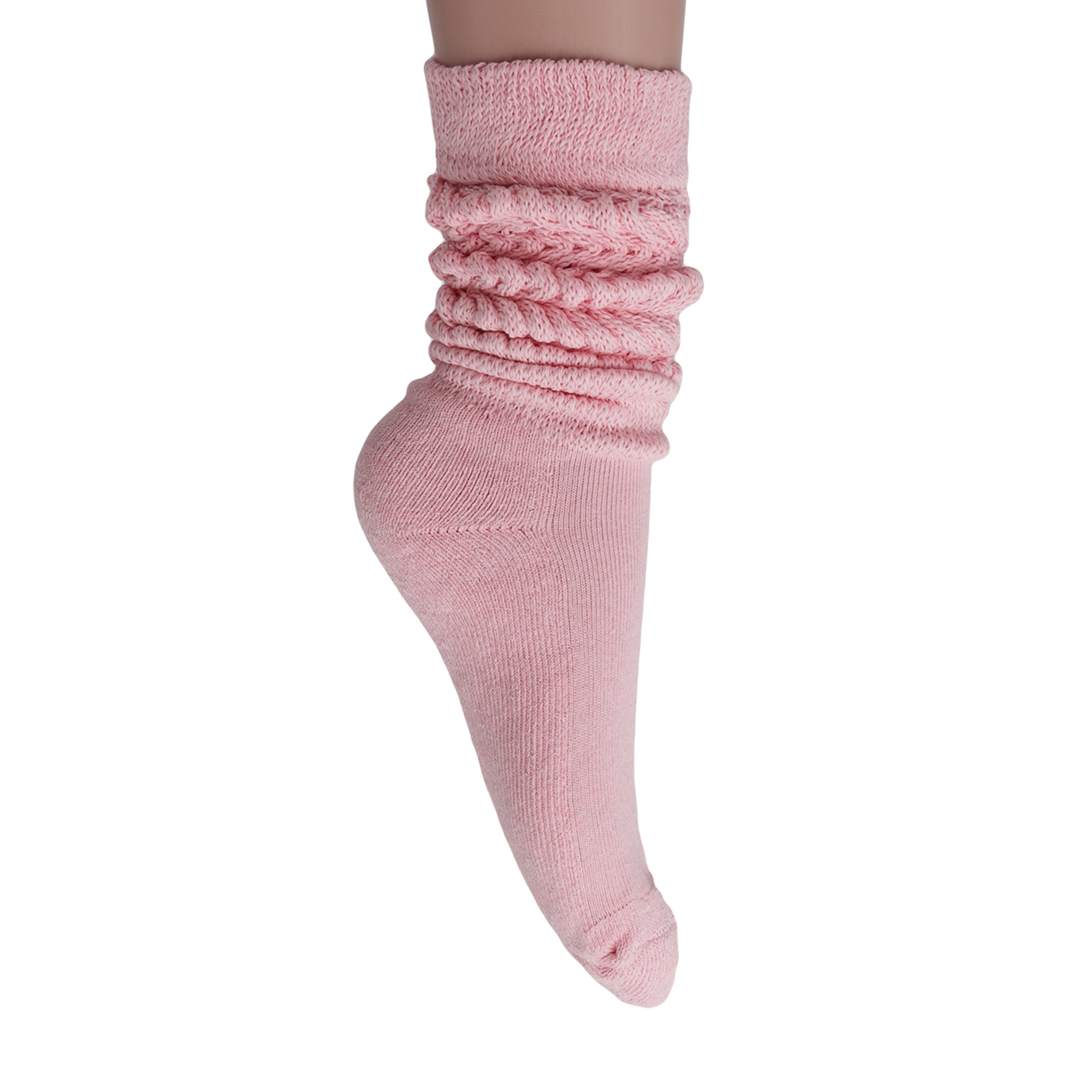 Pink Slouch Socks for Women Knee High Boot Long Cotton Scrunch Socks