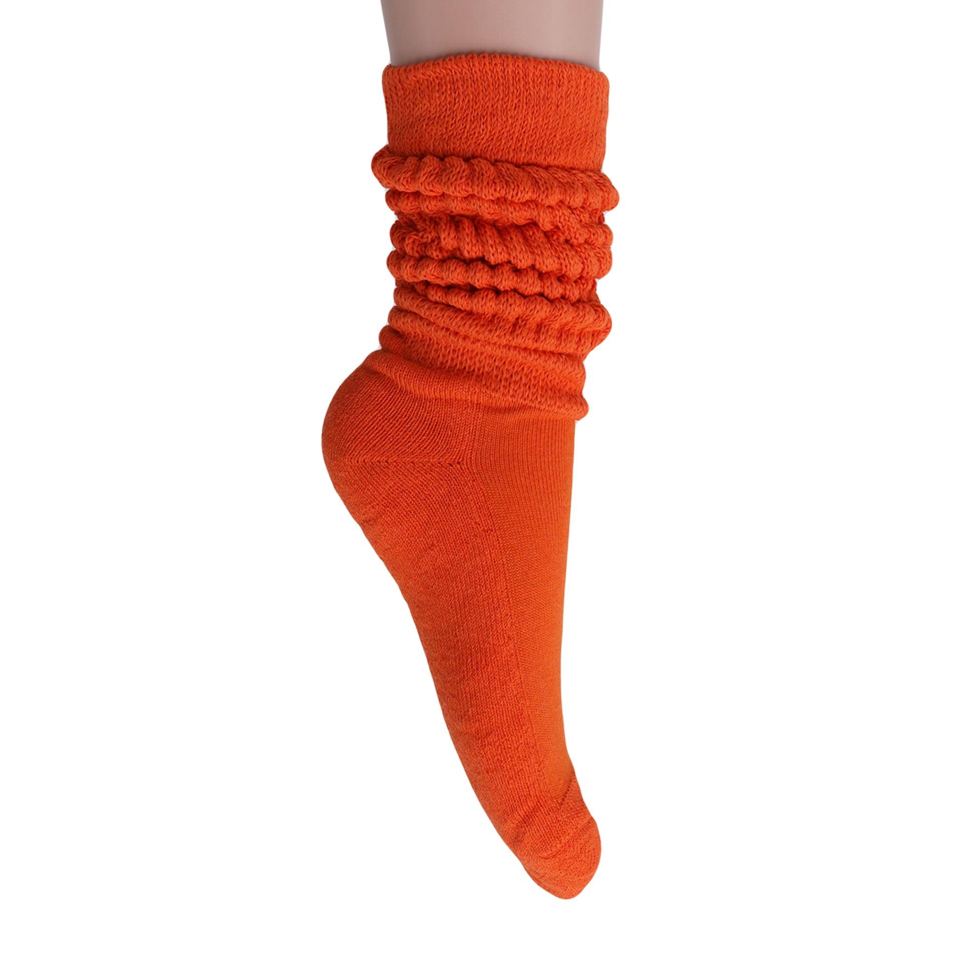 Orange Slouchy Scrunch Socks for Women Premium Cotton Boot Socks