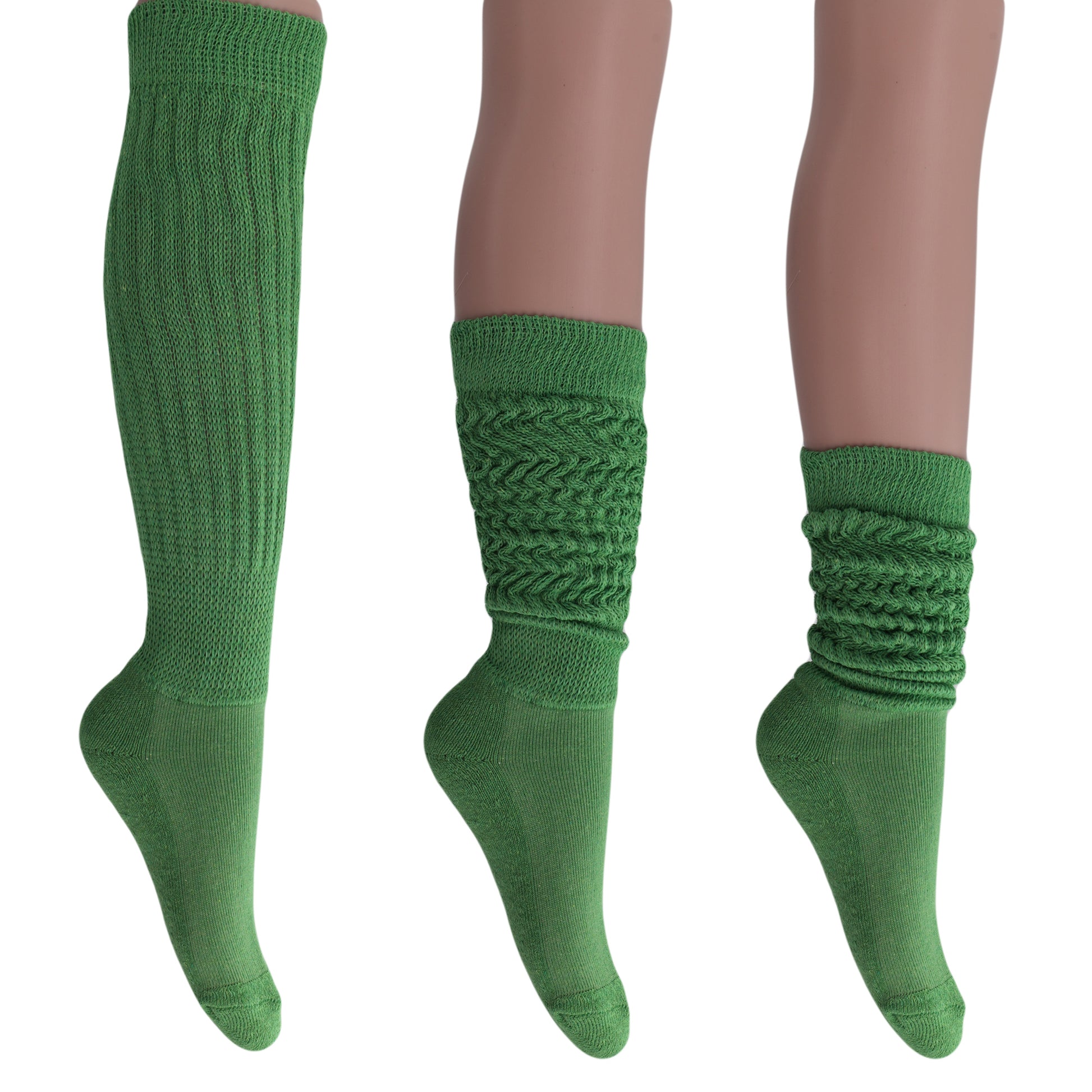 Green Slouch Socks for Women Premium Cotton Knee Socks