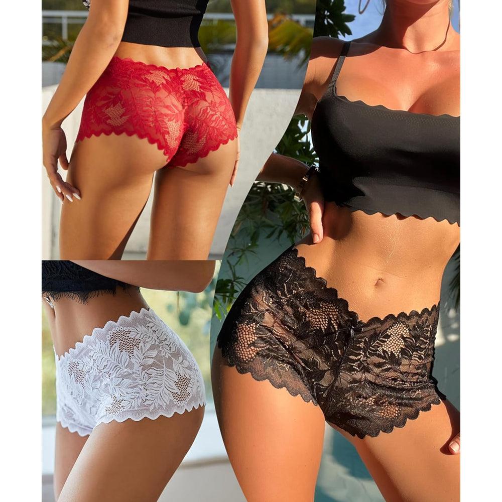 Women' s Underwear Lightweight Soft Lace High Waist Panties 5 Pack