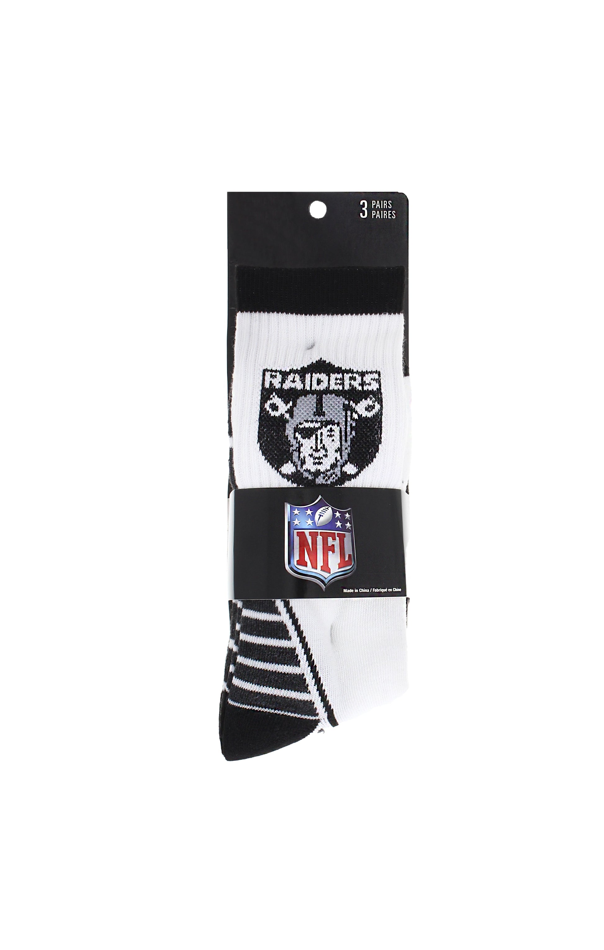 Las Vegas Raiders Socks 3 Pack Crew Length NFL Football