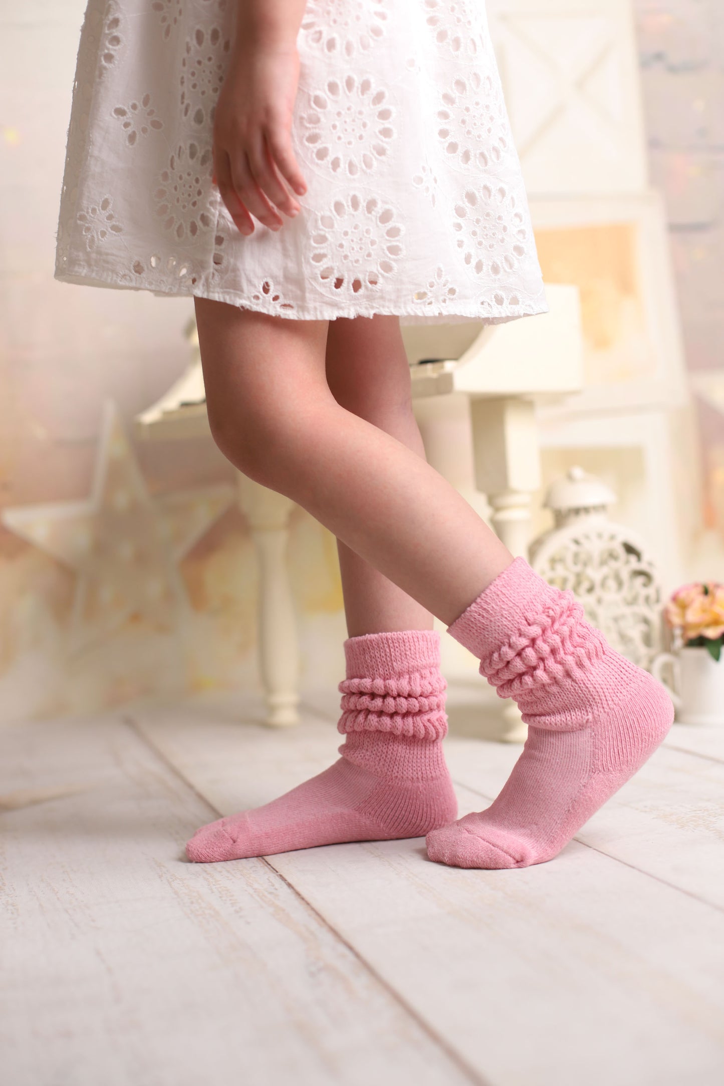 Pink Kids Slouch Socks 1 Pair Cotton Knee High Kids Socks