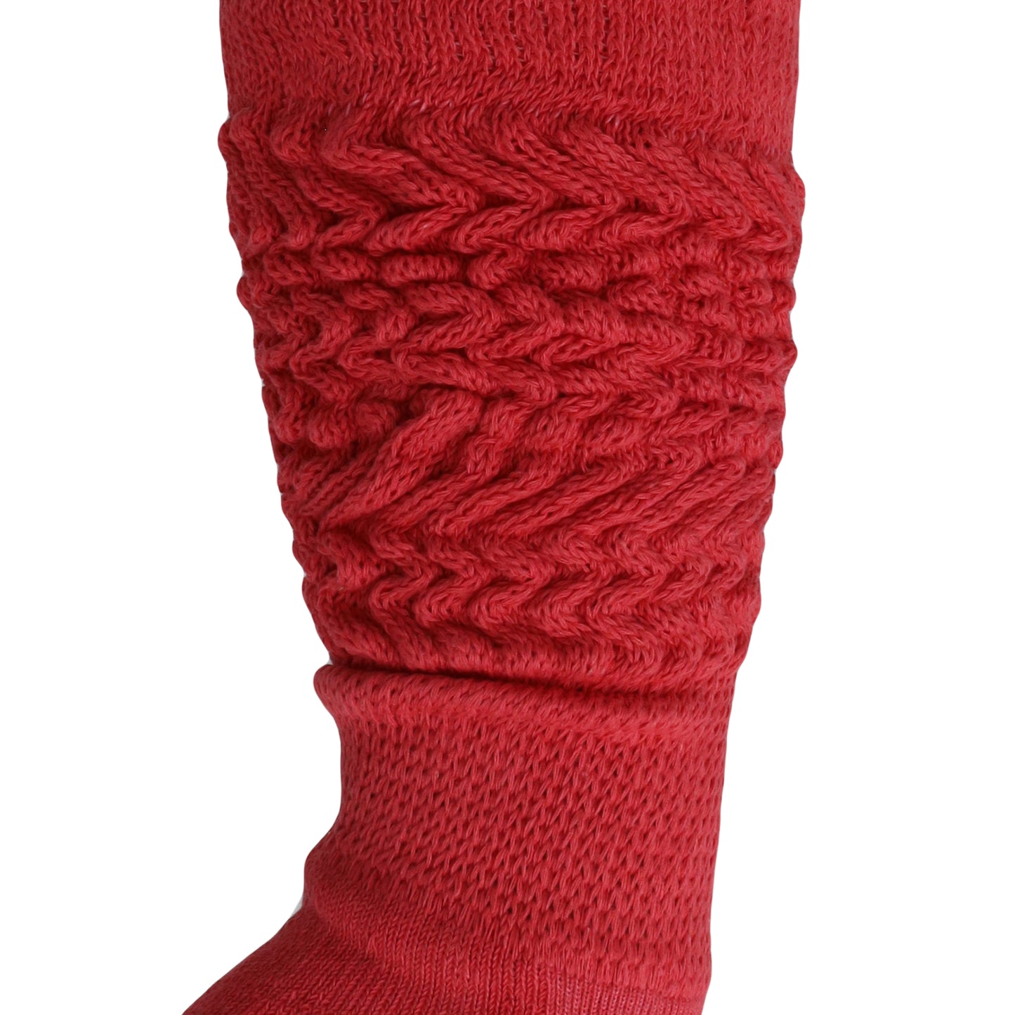 Rose Red Slouchy Scrunch Socks for Women Cotton Knee High Socks