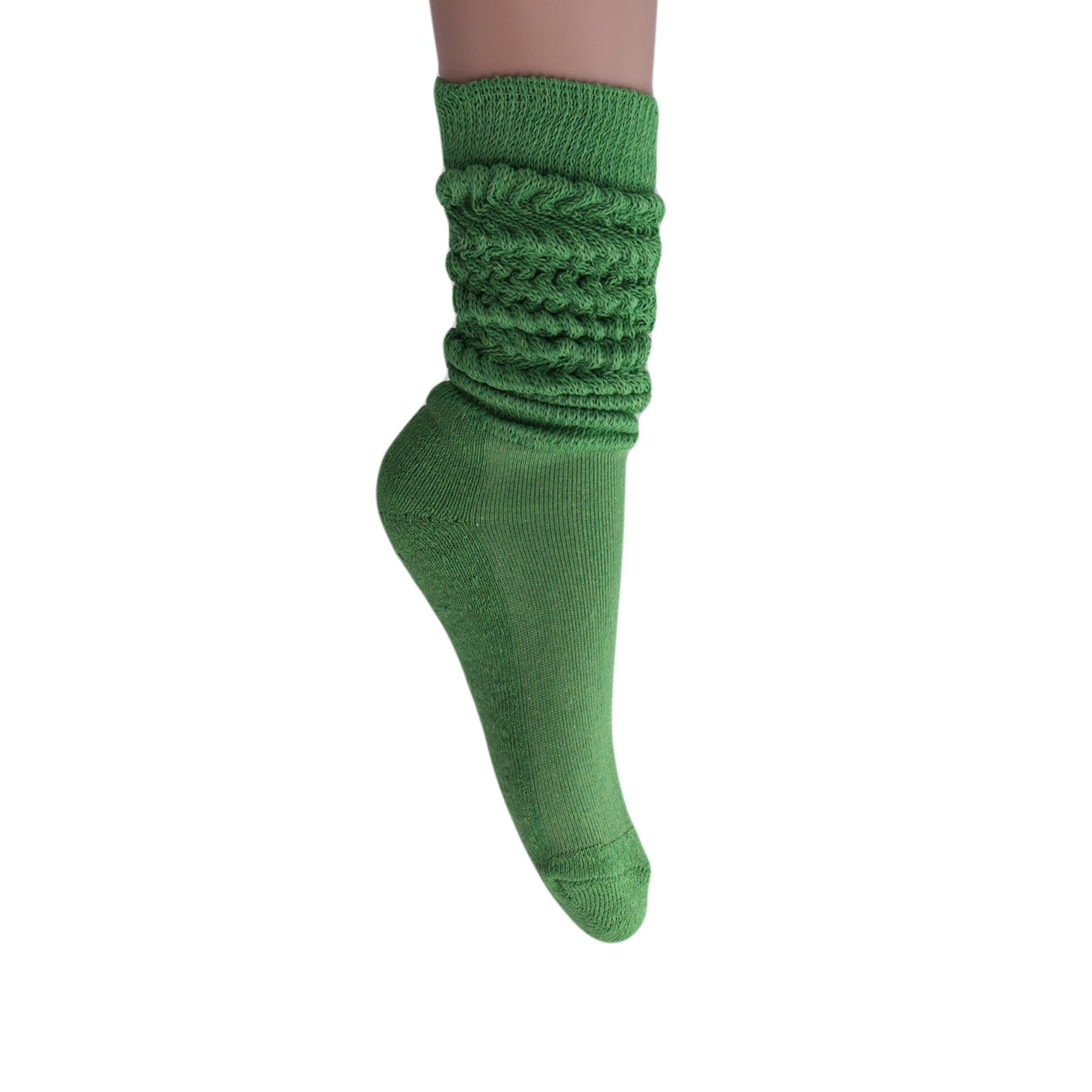 Green Slouch Socks for Women Premium Cotton Knee Socks