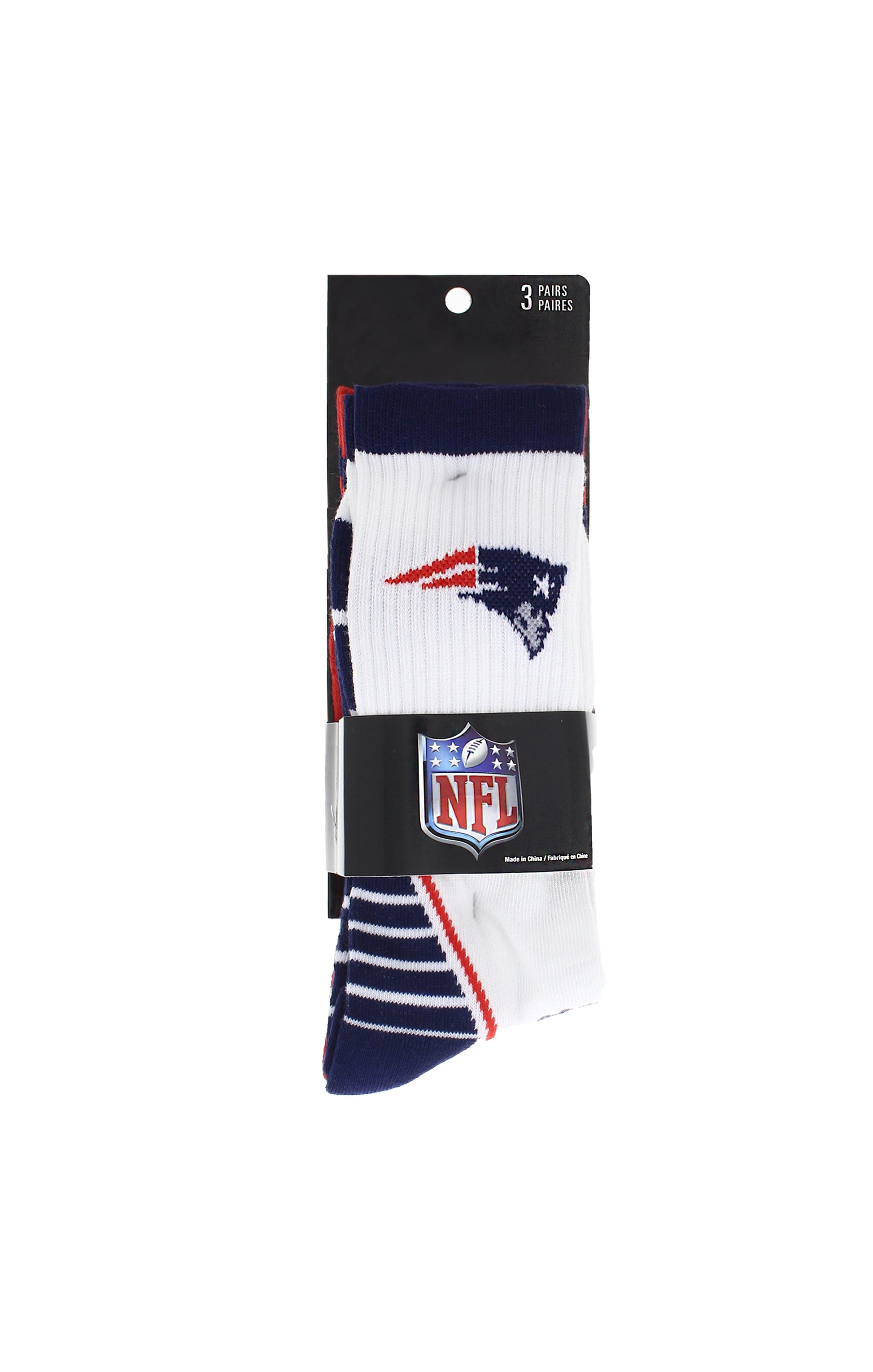 New England Patriots Socks 3 Pack Crew Length NFL Football