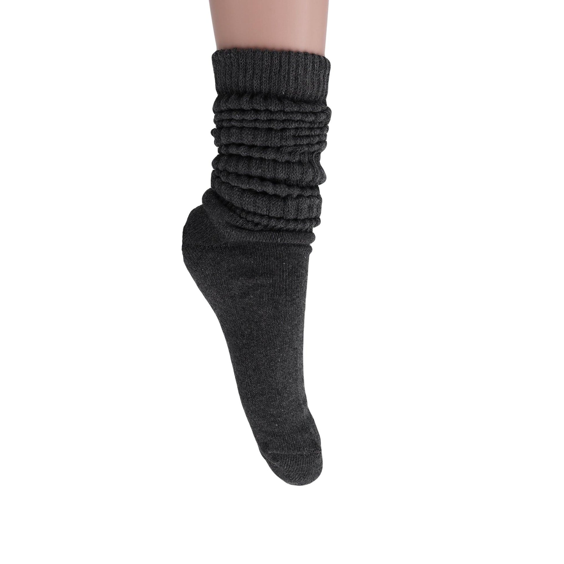 Dark Gray Slouchy Scrunch Socks for Women Knee High Elephant Socks