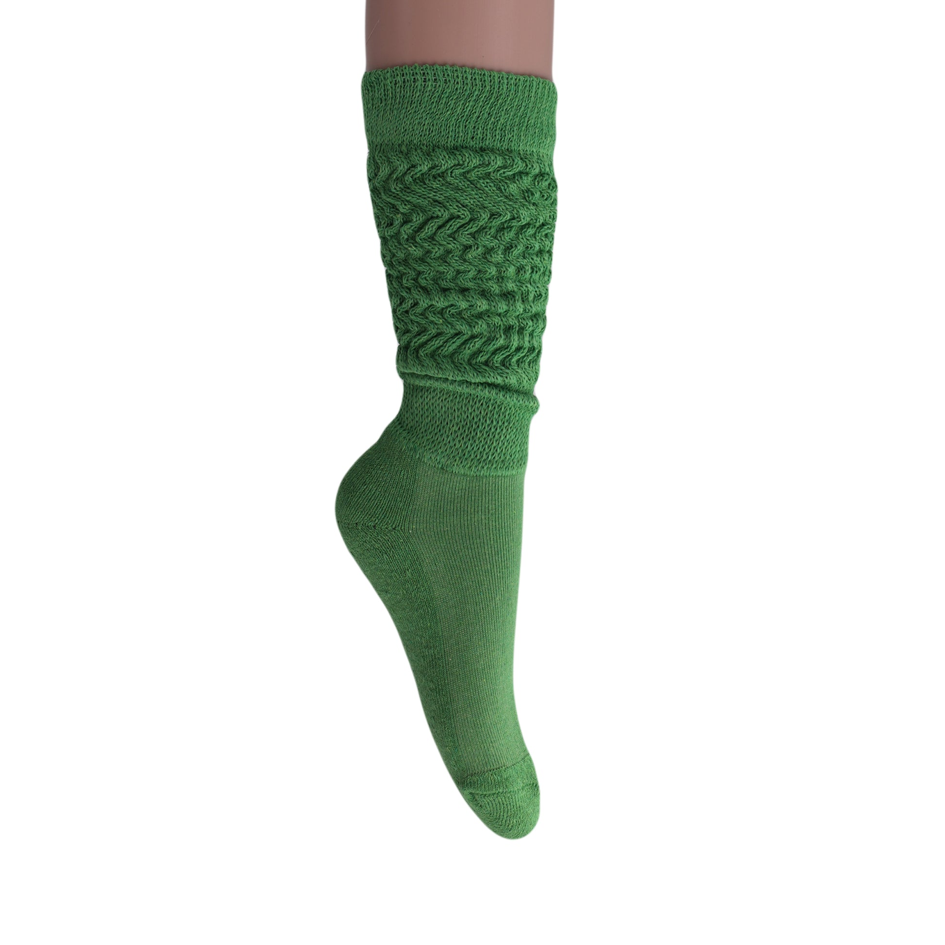 Green Slouch Socks for Women Premium Cotton Knee Socks