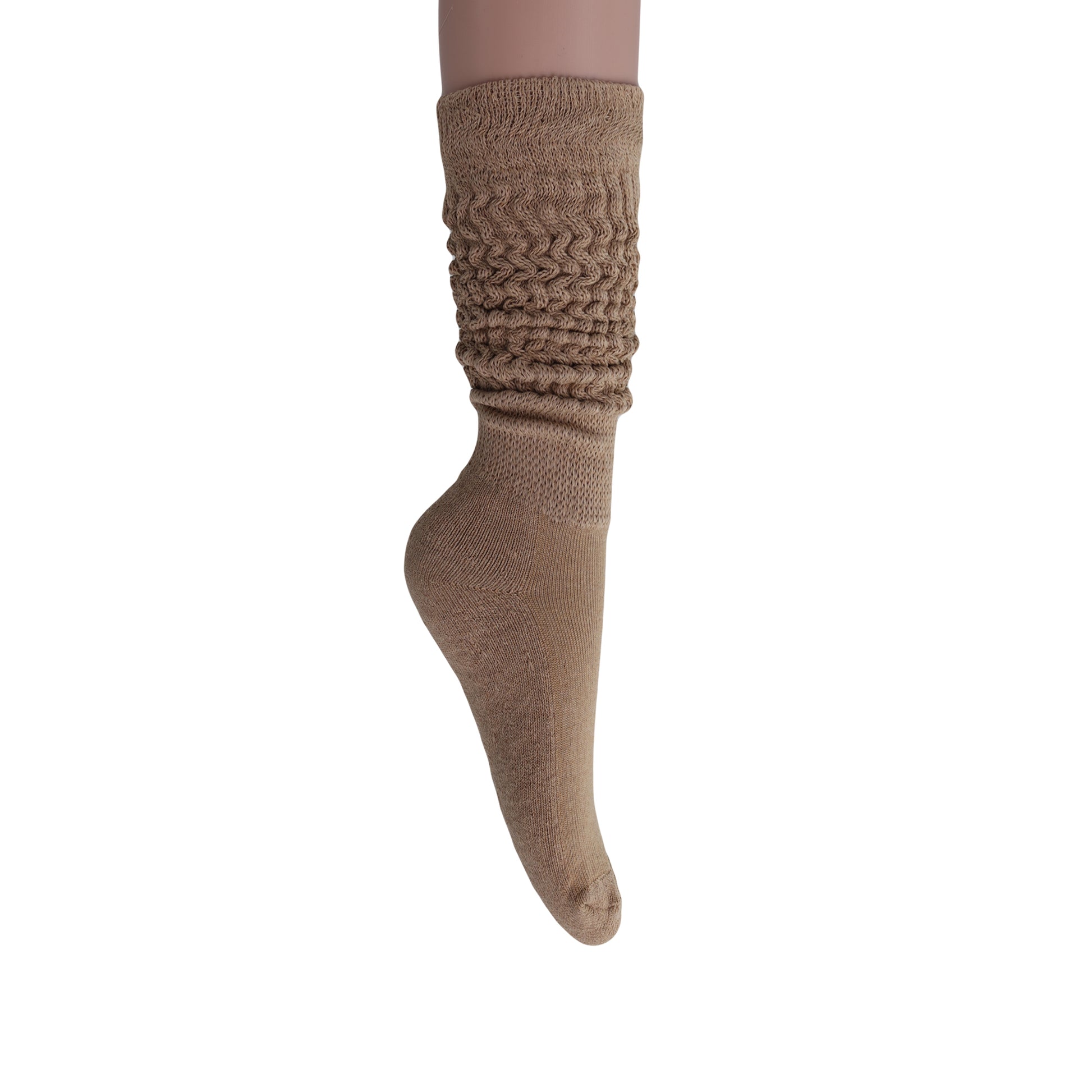 Beige Slouchy Scrunch Socks for Women Heavy Slouch Knee High Socks