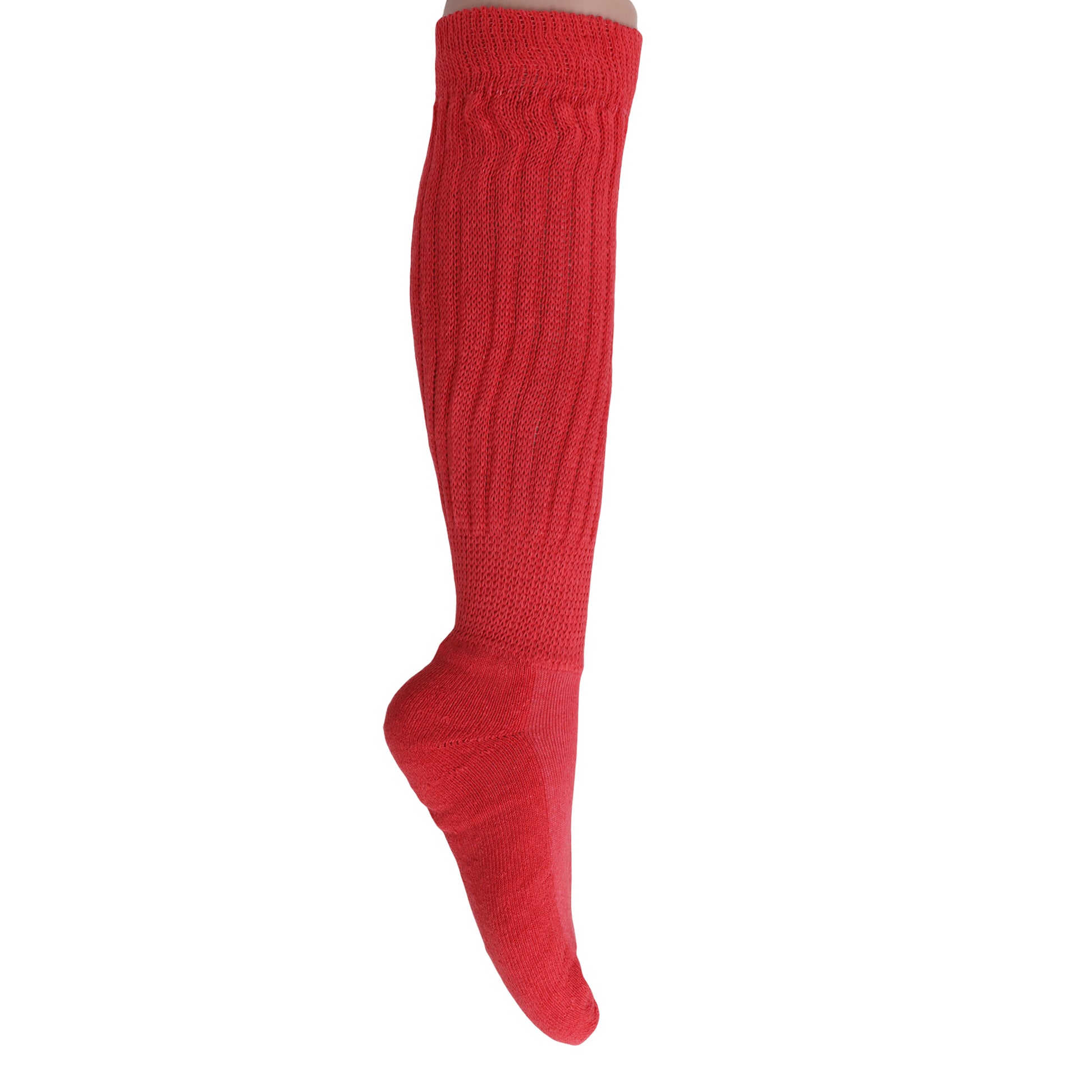 Rose Red Slouchy Scrunch Socks for Women Cotton Knee High Socks