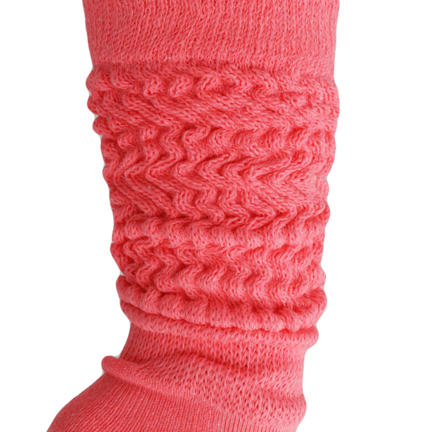 Neon Pink Slouch Socks for Women 80's Style Cotton Slouchy Knee Socks