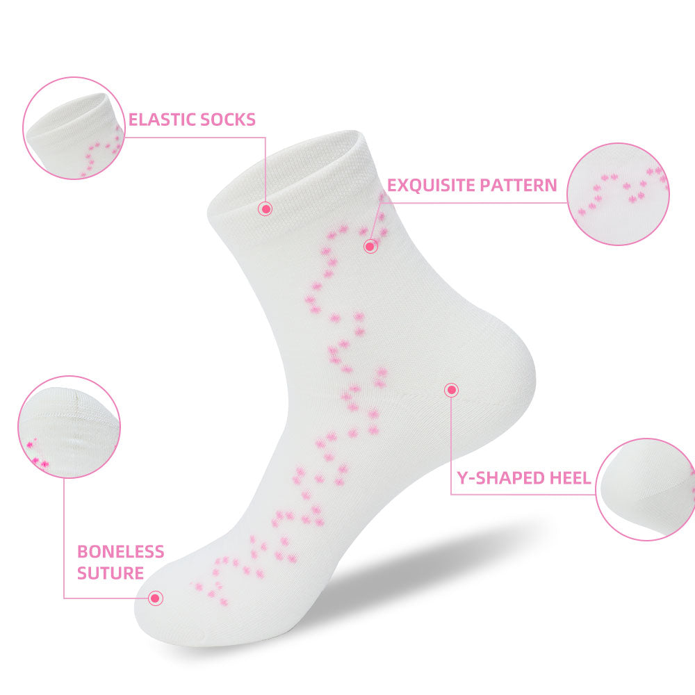 New arrival pink dot curve solid color ins cute all-match socks White