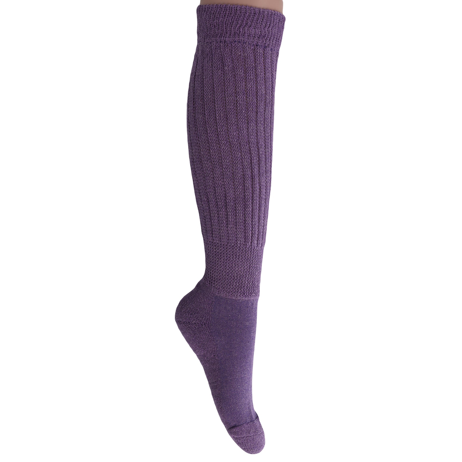 Purple Slouch Socks for Women Scrunch Cotton Knee High Socks