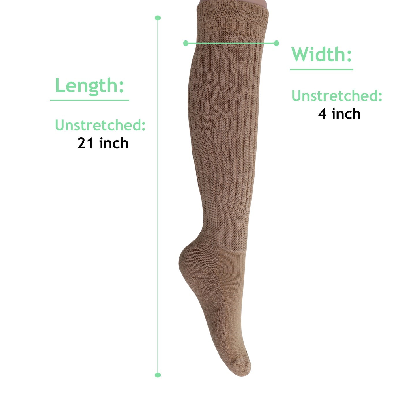 Beige Slouchy Scrunch Socks for Women Heavy Slouch Knee High Socks