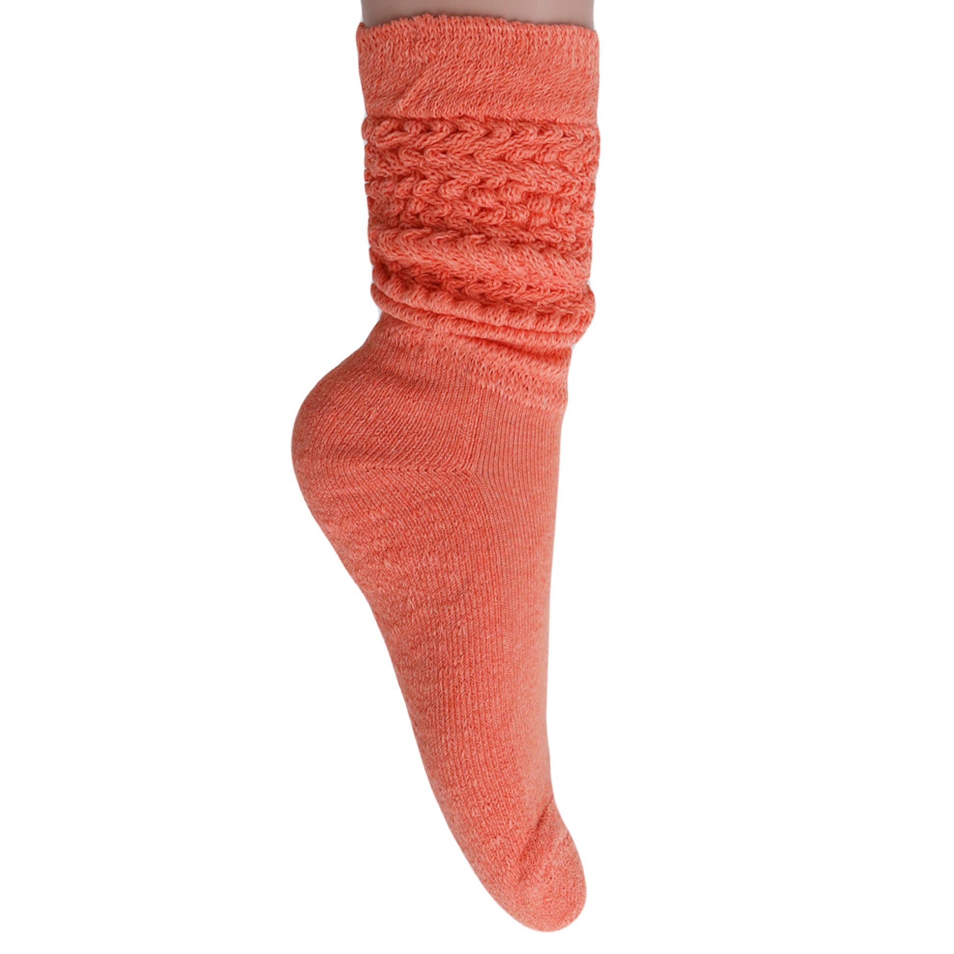 Light Orange Slouch Socks for Women Cotton Knee High Shoe Size 5 to 10