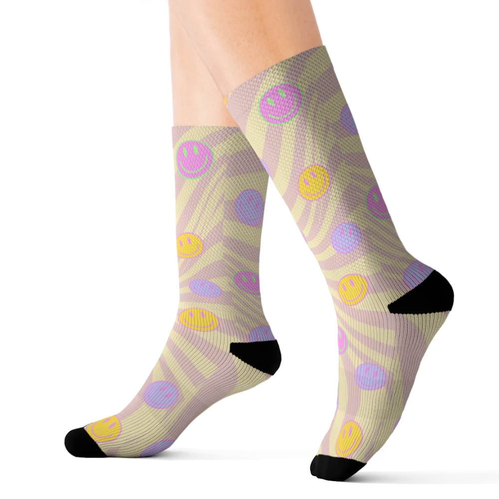 Retro Happy Face Fun Novelty Socks