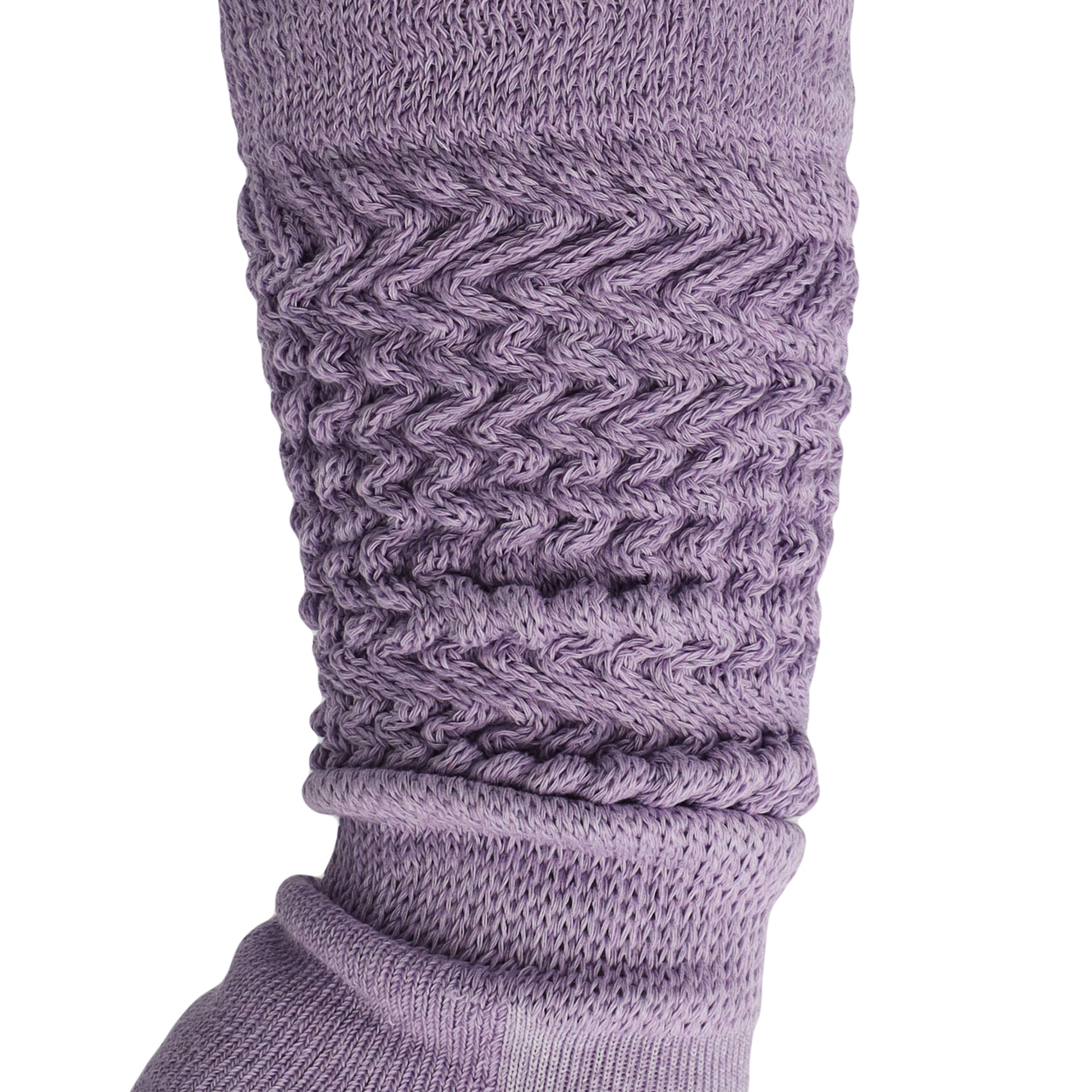 Lilac Slouchy Scrunch Socks for Women Knee High Shoe Size 5 to 10