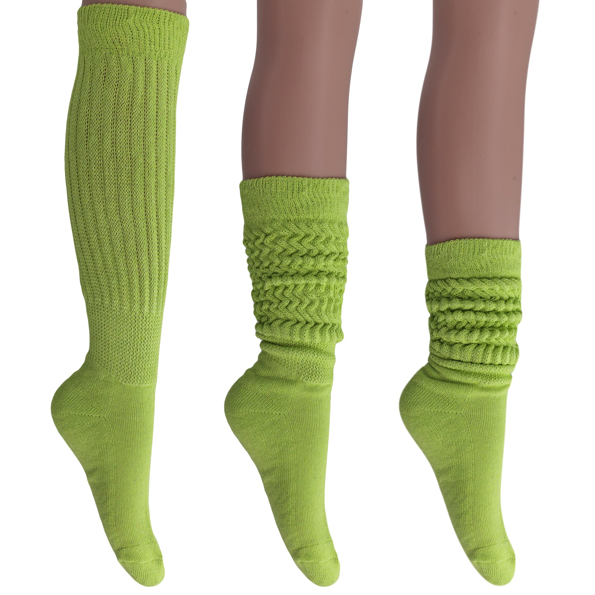 Almond Green Slouch Socks for Women Premium Cotton Knee High Socks