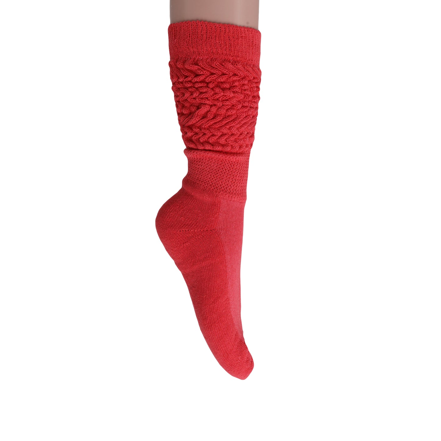 Rose Red Slouchy Scrunch Socks for Women Cotton Knee High Socks